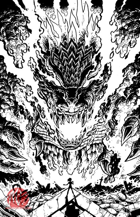 Here are godzilla coloring pages on the occasion of the release in 2019 of the film godzilla 2: Godzilla Rulers of Earth issue 13 - cover lineart by KaijuSamurai on DeviantArt