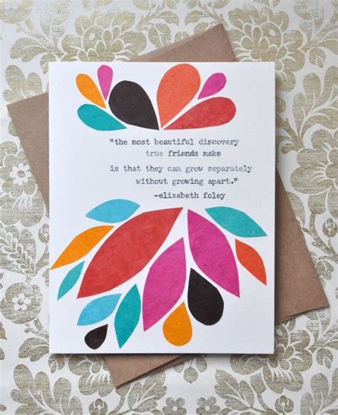 My hand painted greeting cards are printed on a good quality thick paper stock. Birthday Card - Handmade Greeting Card - Friendship Quote Abstract Leaves - Friendship Card ...