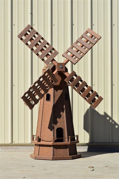 5 Ft Octagon Wood Looking Poly Dutch Windmill Antique Mahogany Lawn