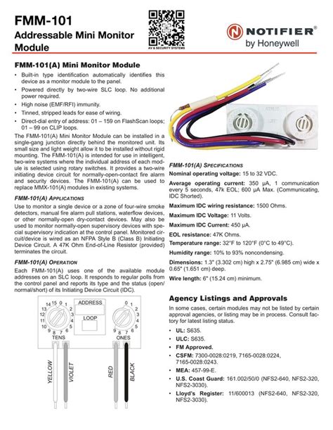 Notifier Fmm 101 Mini Monitor Module Honeywell System Security System