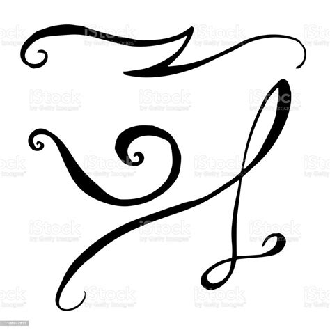 Vector Monogram Calligraphic Element Black And White Engraved Ink Art