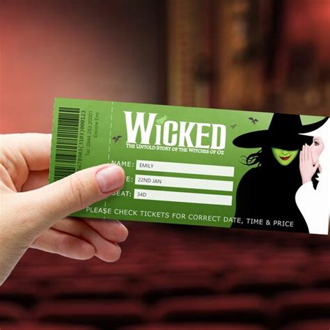 Printable Wicked Broadway Surprise Ticket Wicked Musical Etsy