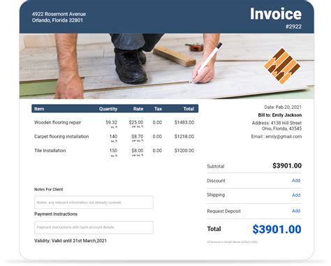 Free Flooring Invoice Template Word Excel And Pdf Invoiceowl