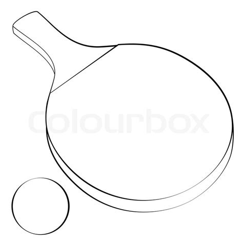 Black Outline Vector Ping Pong On White Background
