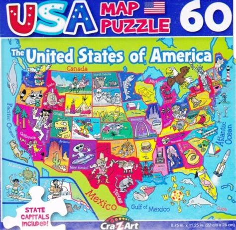 Jigsaw Puzzle Usa Map 50 United States Of America 60 Pieces 875 X 11