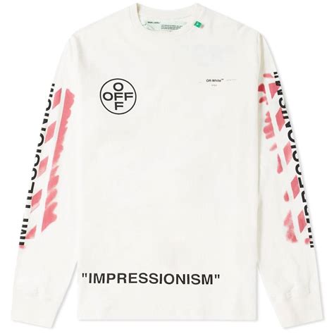 Off White Long Sleeve Stencil Diagonals Tee Off White