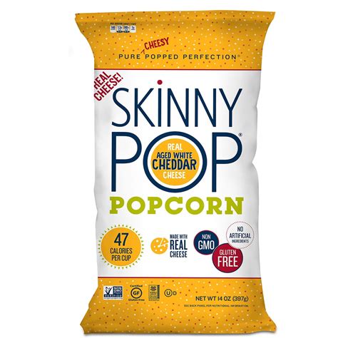 Skinny Pop Popcorn Pure Popped Perfection Real Aged White Cheddar Cheese 14 Oz