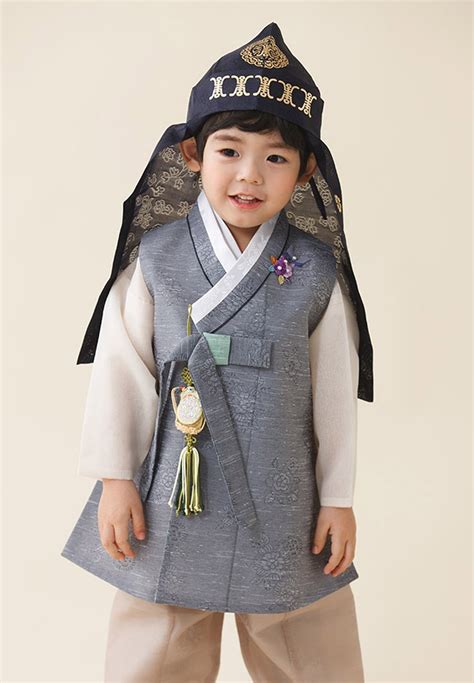 Heather Grey Hanbok Boy Baby Korea Traditional Costumes Dress Etsy