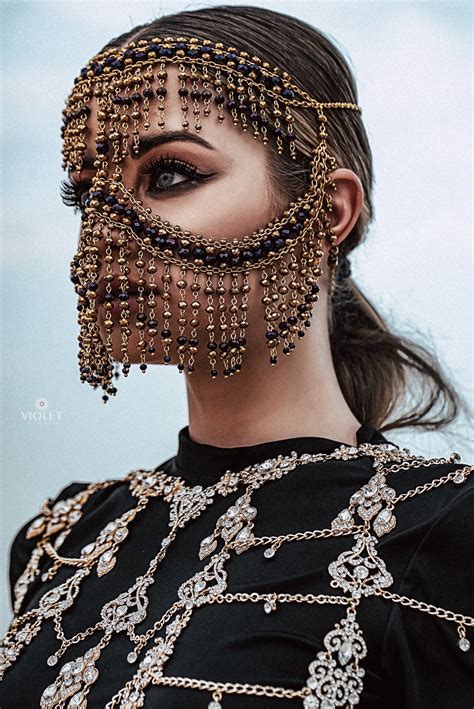 Tribal Face Chain Golden Regina Burqa Face Mask Etsy