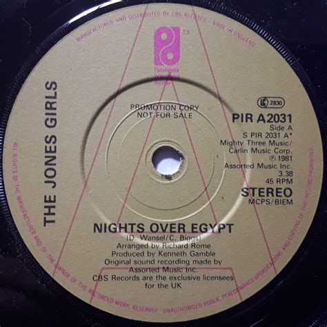 The Jones Girls Nights Over Egypt 1981 Paper Labels Vinyl Discogs