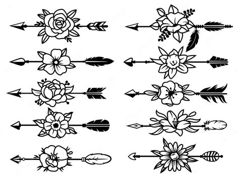 Premium Vector Set Of Indian Arrows With Flowers Collection Of Various Ethnic Tribal Arrows