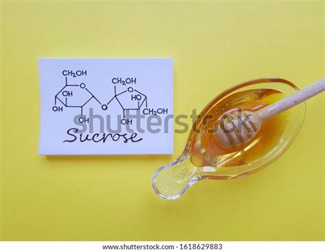 Structural Chemical Formula Sucrose Molecule Bowl Stock Photo