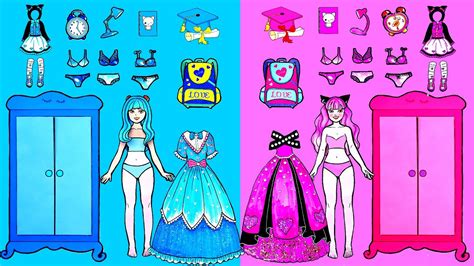 Paper Dolls Dress Up Costumes Decorate Opposing Room Dresses Handmade