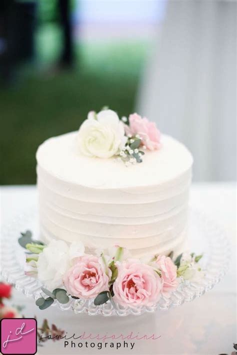 Small Wedding Cake For The Bride And Groom Simple White