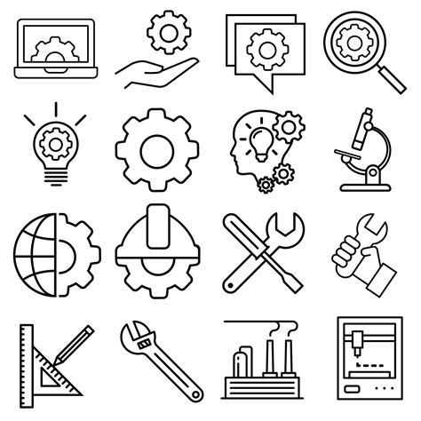 Engineering Icon Vector Set Manufacturing Illustration Sign Collection Engineer Symbol