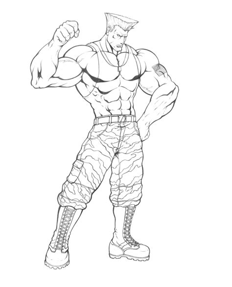 Guile Street Fighter Ii Line Art By Soulstryder210 On Deviantart