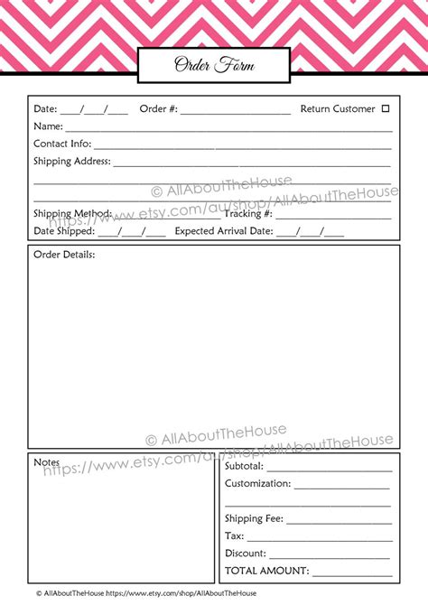 This detailed work order also serves as an invoice and has fields for materials used as well as hours worked. Order Form Custom Order Form Printable business planner ...