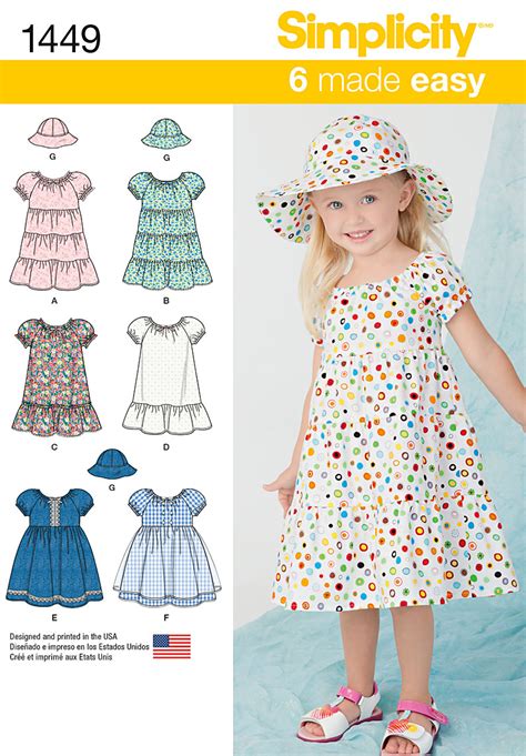 Simplicity 1449 Toddlers Dress And Hat In Three Sizes
