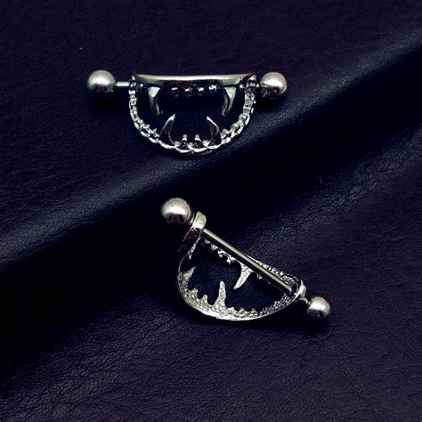 Vampire Teeth 14g Barbell Tongue Rings Nipple Piercing Body Jewelry