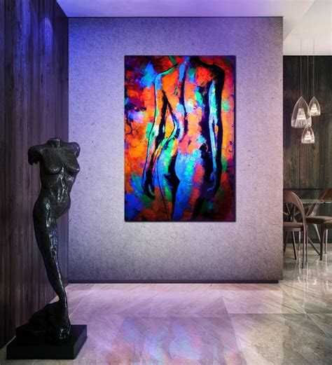 Nude Woman In Painting Glow In Dark Fluorescent Painting Painting Uv Glow Handmade Painting Art