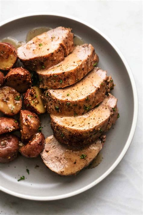 It's time for a change and to let pork tenderloin take center stage on your dinner table. Baked Pork Tenderloin with Potatoes and Gravy | Creme De ...