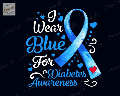 In November We Wear Blue Ribbon Diabetes Awareness Month Png Diabetes Awareness Sublimation