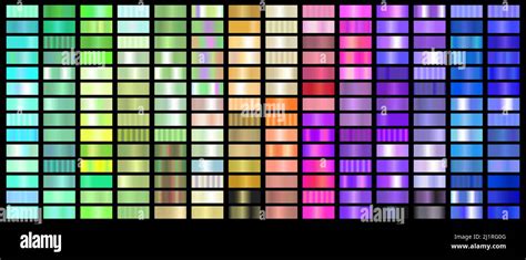 Metal Gradient Collection Of Every Color Swatches Stock Vector Image