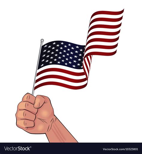 Man Hand Holding Waving Usa Flag Royalty Free Vector Image