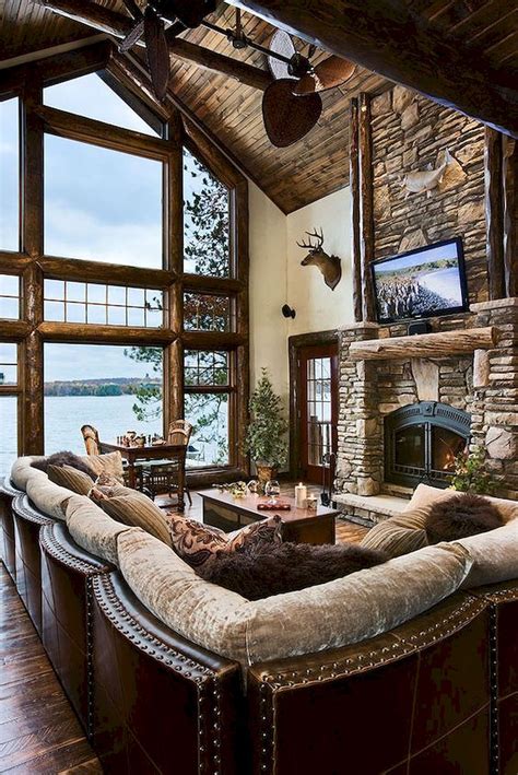 60 Stunning Log Cabin Homes Fireplace Design Ideas A Home Cabin