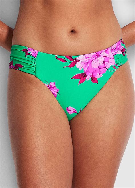 emerald tie dye floral full cup bikini set with retro ruched side pant