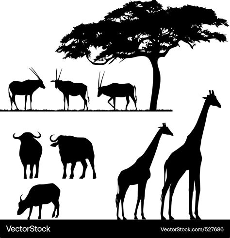 African Animals Silhouettes Royalty Free Vector Image