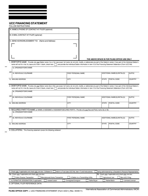 How To Ucc1 Form Fill Out And Sign Printable Pdf Template Signnow