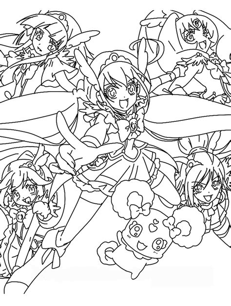 Precure Coloring Pages With Simple Drawing Coloring Pages Free