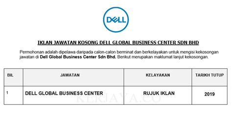 Western digital tech and regional center (m) sdn. Jawatan Kosong Terkini Dell Global Business Center ...