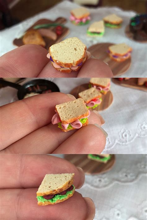 Miniature Food For Dollhouse Sandwich With Meat And Lettuce For Dolls