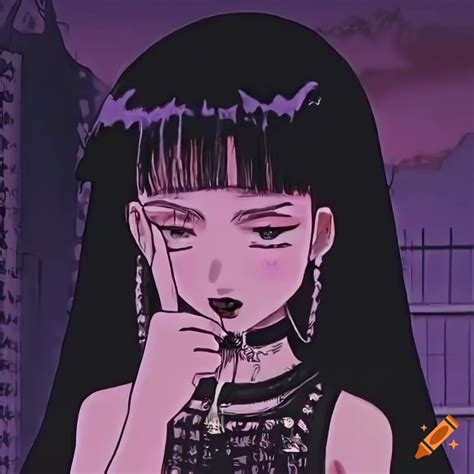 Retro Anime Girl With A Gothic Aesthetic