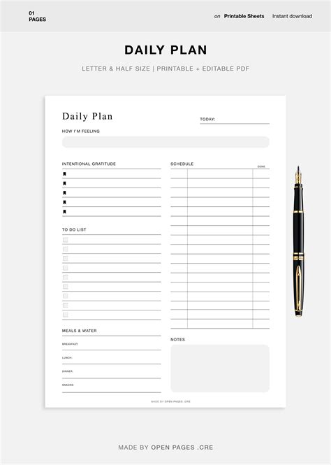Daily Planner Printable Daily To Do List For Work Personal Etsy Canada