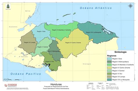 Mapa De Regiones De Honduras Mapa De Honduras