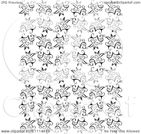 Clipart Seamless Black And White Floral Vine Background Pattern 3