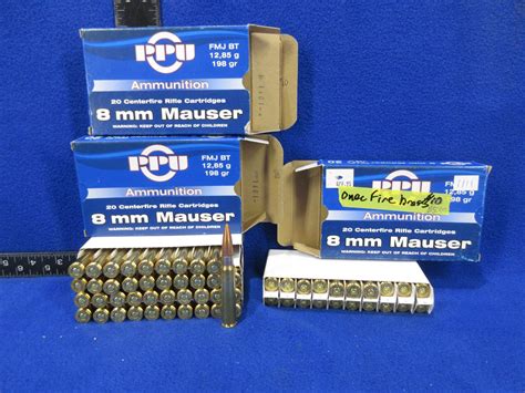 8mm Mauser 198gr Fmj Bt Ppu Cartridges