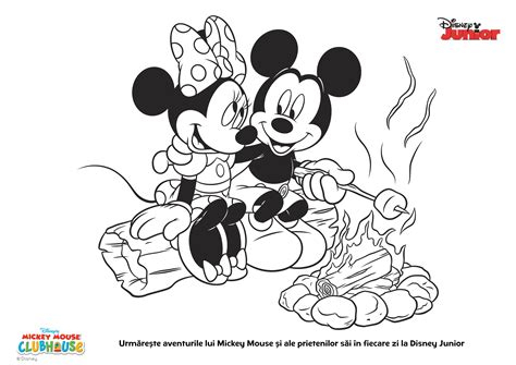 Desene de colorat pentru copilul tau! Planse de colorat pentru copii: Mickey Mouse si focul de tabara - Sfatulparintilor.ro