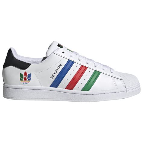 Adidas Originals Leather Superstar Basketball Shoes In Whitegreen