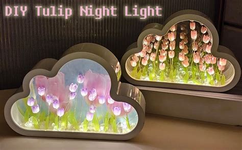 Diy Tulip Night Light Cloud Tulip Mirror Night Light Simulation