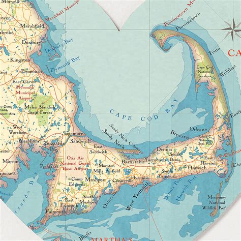 Cape Cod Map Heart Print By Bombus Off The Peg
