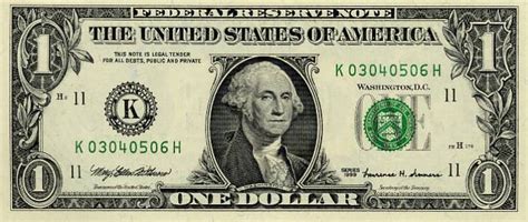 George Washington On Money 1 Dollar Bill