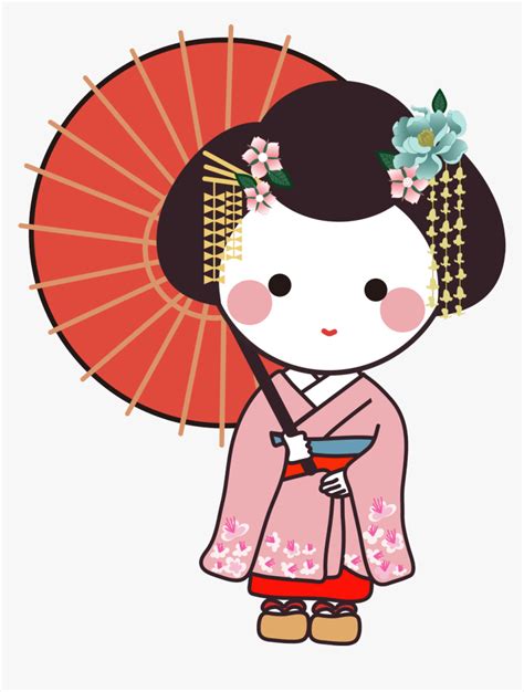 Transparent Geisha Clipart Japanese Girl Cartoon Png Png Download
