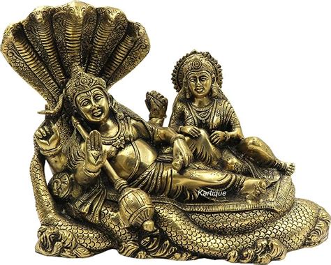 Buy Kartique Brass Metals Astadhatu Idol Murti Vishnu With Lakshmi