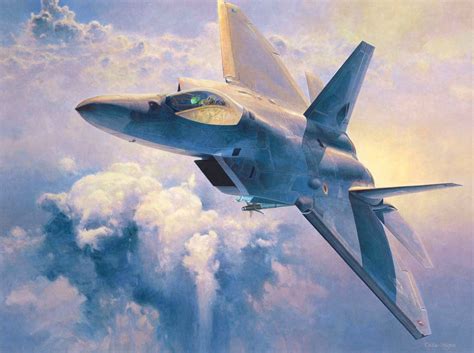 F 22 Raptor Shigeo Koike Airplane Art Aircraft Art Flying Art