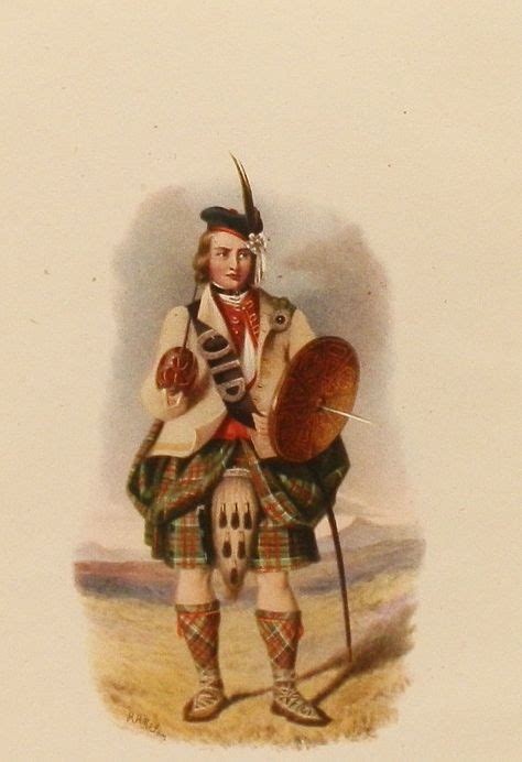 Unusual 1940s Vintage Scottish Clansmen Book Plate Illustrated By R