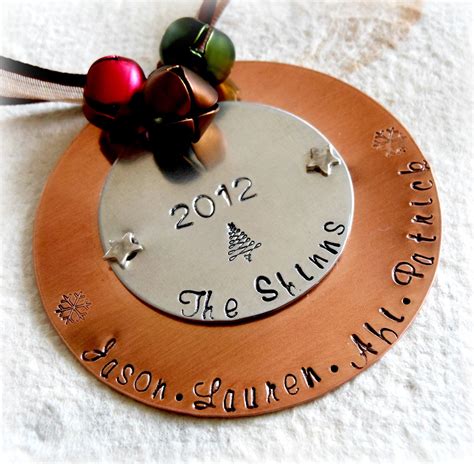 Personalized Metal Christmas Ornaments By Thehandstampedheart